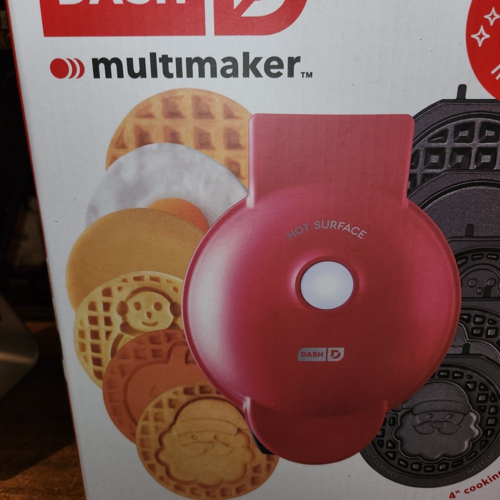 NEW Dash MultiMake Mini System Holiday Waffle Maker with Removable Plates storag