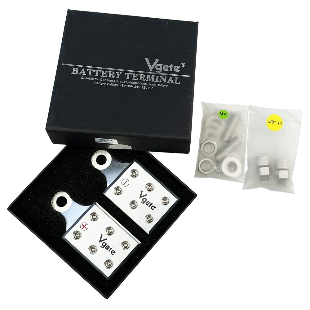 Vgate O6(M10)x2/0 AWG Gauge Post Battery Terminals for Lithium or AGM Lead Acid