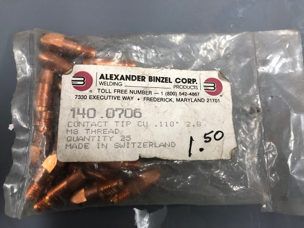 Abicor Binzel 140.0706 Contact Tip .110 M8 19pc