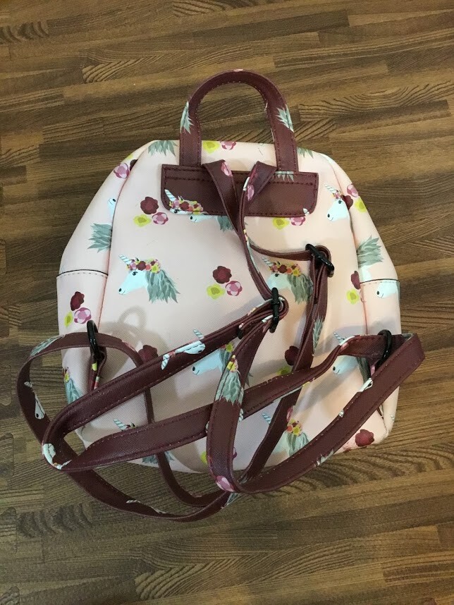 Girls School Pink Backpack Unicorn Pattern Adjustable Strap