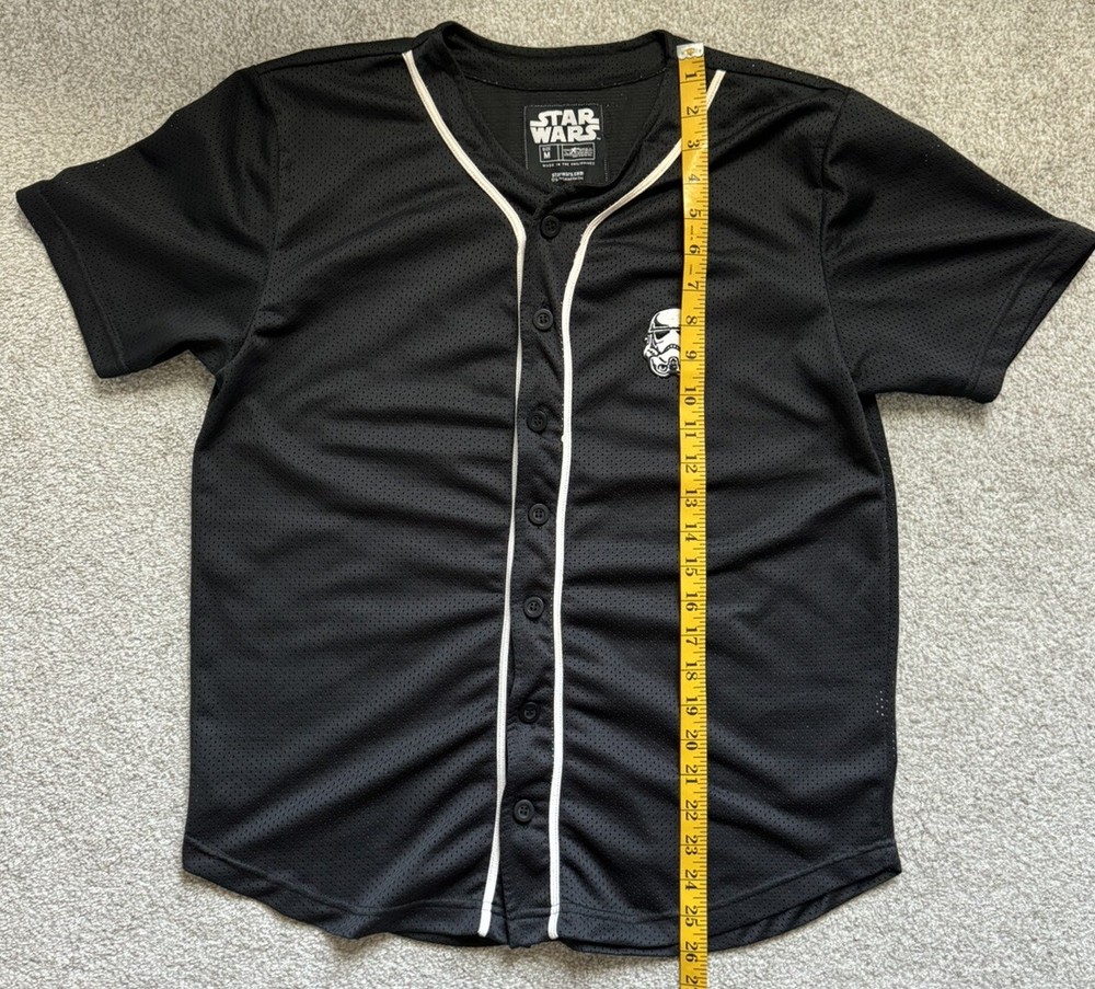 Star Wars Baseball Jersey Embroidered Stormtrooper Patch Black Size Medium
