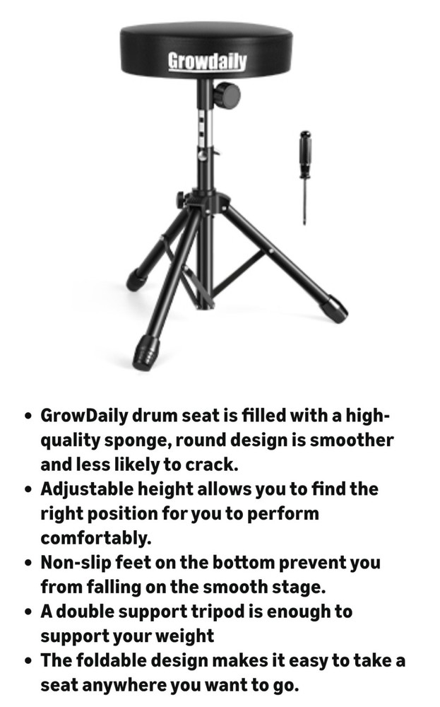 Drum Throne,Adjustable Stool Drum Universal Drum Throne Drummer Stool for Adu...
