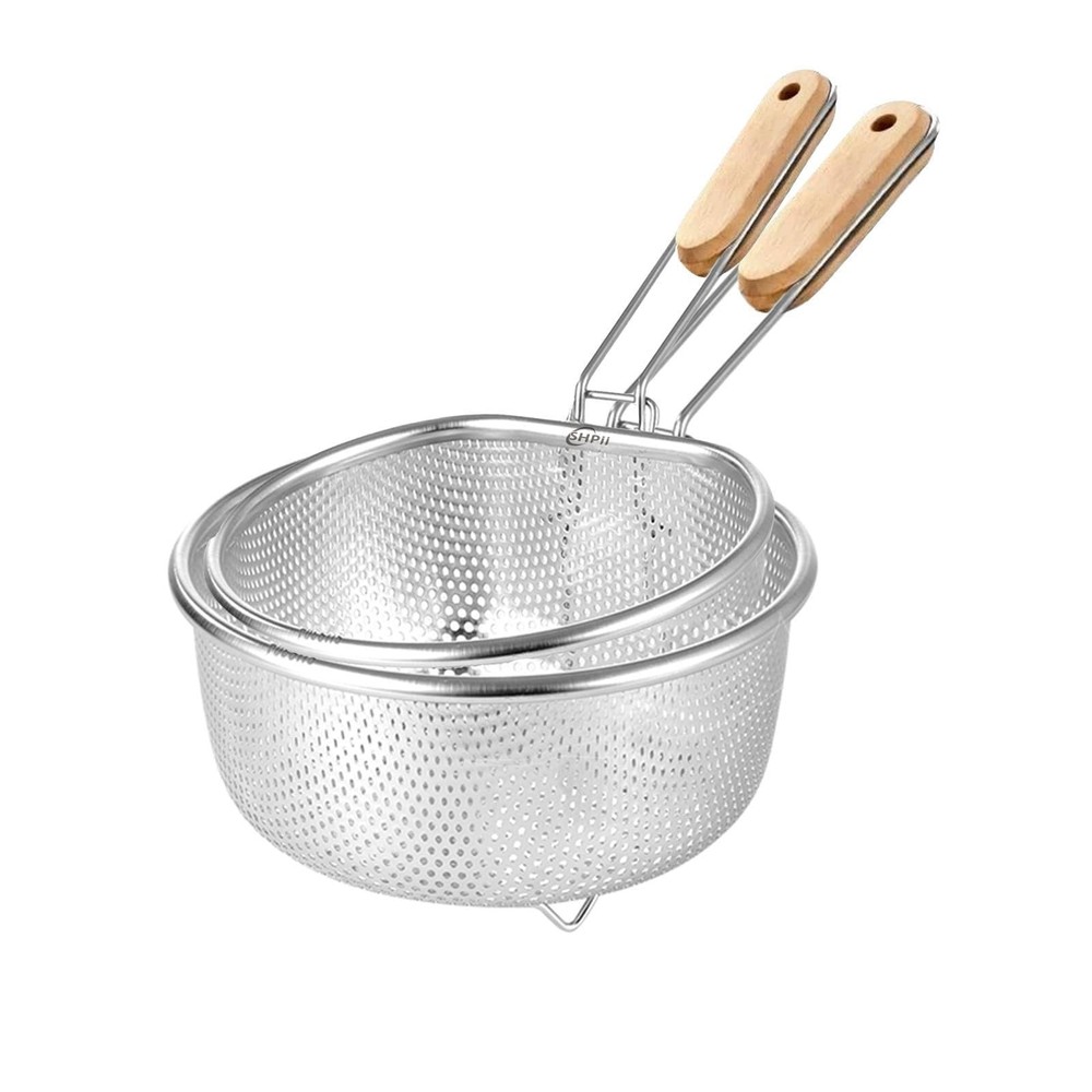 304 Stainless Steel Strainer Basket with Self-Draining Solid Base Ideal for k...