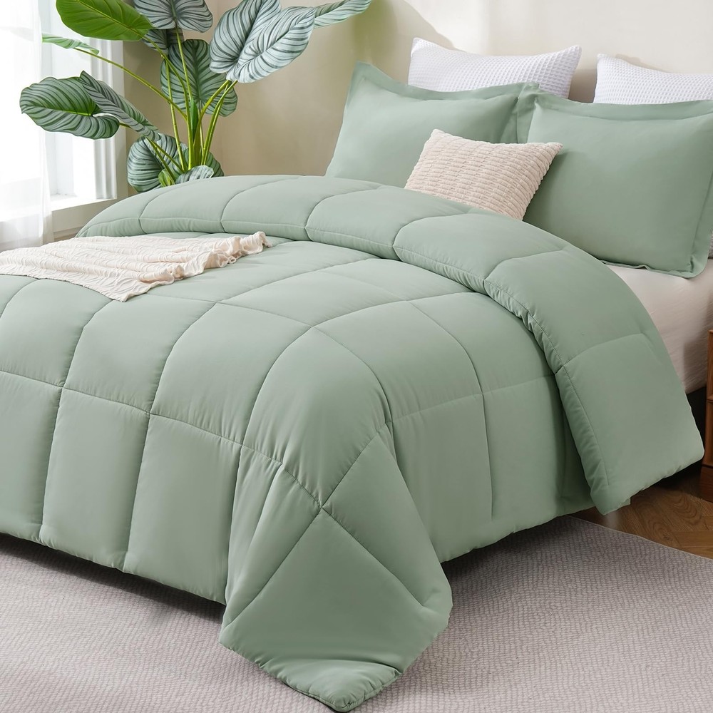 CozyLux King Size Comforter Set - Sage Green King,