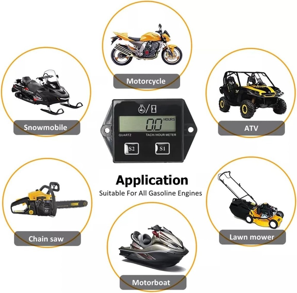 Tachometer,Car Accessories Small Engine Tachometer,Waterproof Inductive Tacho Ga