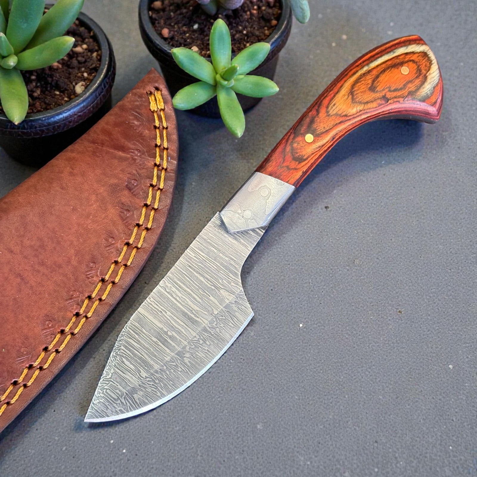 Hunting Knife | Damascus Steel | Premium Pakka Wood Handle | D137