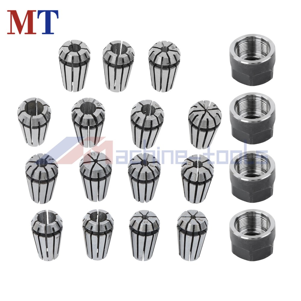 19pc ER11 Precision Collet Set for Mini CNC Mill Lathe M14 Thread Nuts