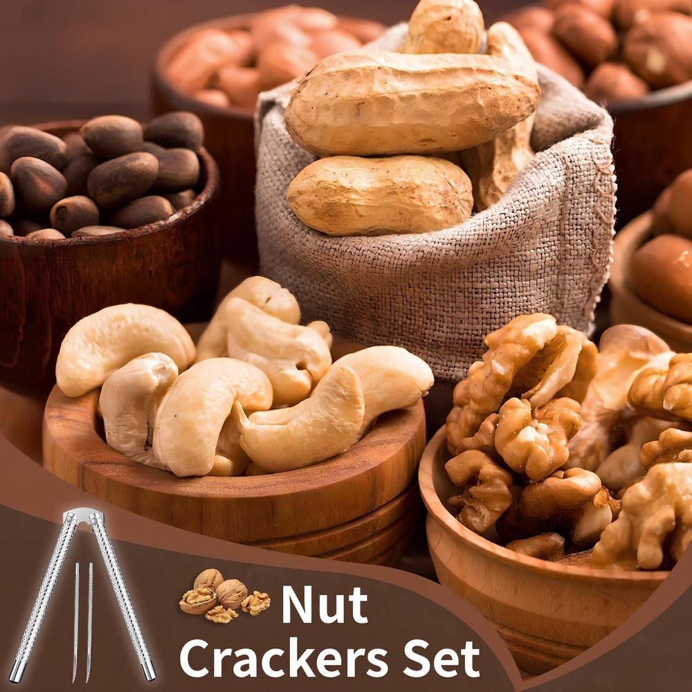 Nut Cracker Tool,Stainless Steel Crackers for All Nuts Medium, Silver