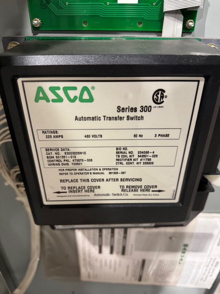225 AMP AUTOMATIC TRANSFER SWITCH 3 POLE Phase ATS 480V 277v