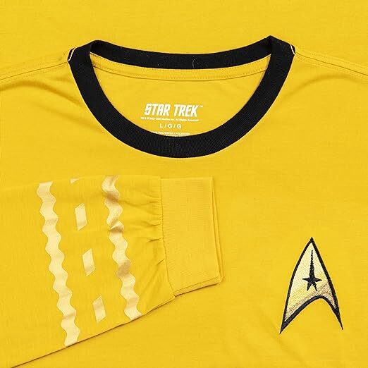 Adult Star Trek Long Sleeve Halloween Costume T-shirt Captain Kirk Cosplay Tee
