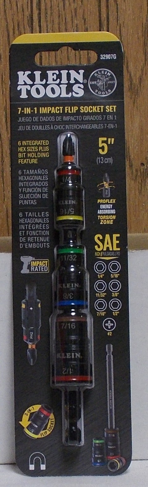 Klein Tools 32907G 7-In-1 Impact Flip Socket Set