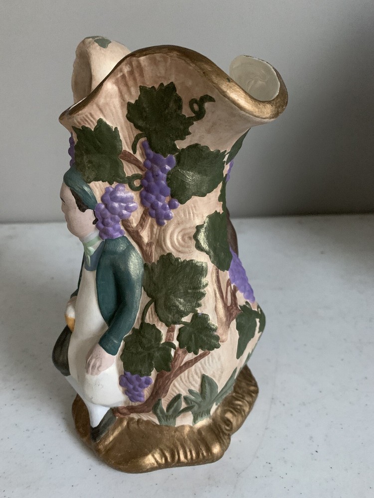 Vintage Vineyard Ceramic Pitcher Marked Ariel