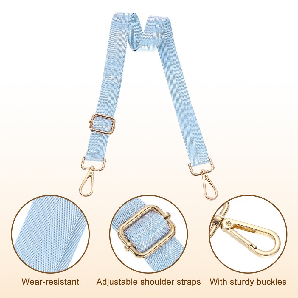 2.5cm Wide Shoulder Strap, Sky Blue, Light Gold Pull Core Buckle