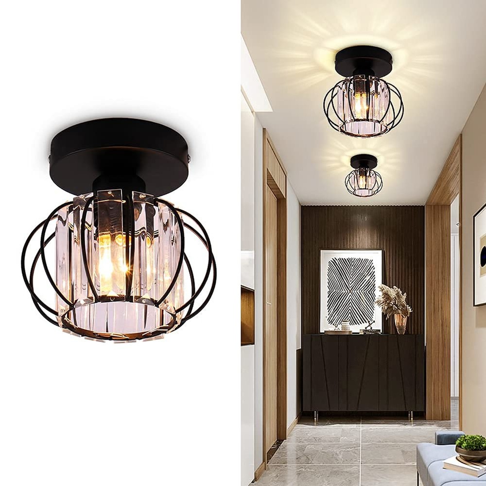 FRIXCHUR Black Modern Semi Flush Mount Ceiling Light Fixture Ceiling Light Sh...