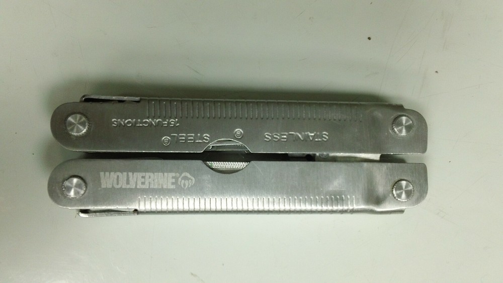 Wolverine 15 Function Multi-Tool Stainless Steel Folding Knife Scissors Ruler