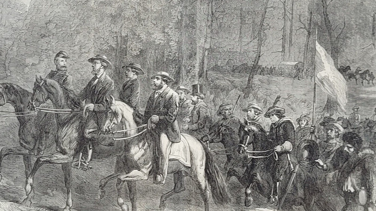 Flight of Jefferson Davis 5 days before capture 1865 great rare vintage print