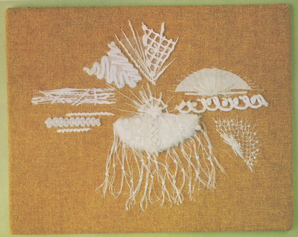 Vintage Embroidery 1 Creative Patterns Cut Threads Needleweaving MOD 1970s
