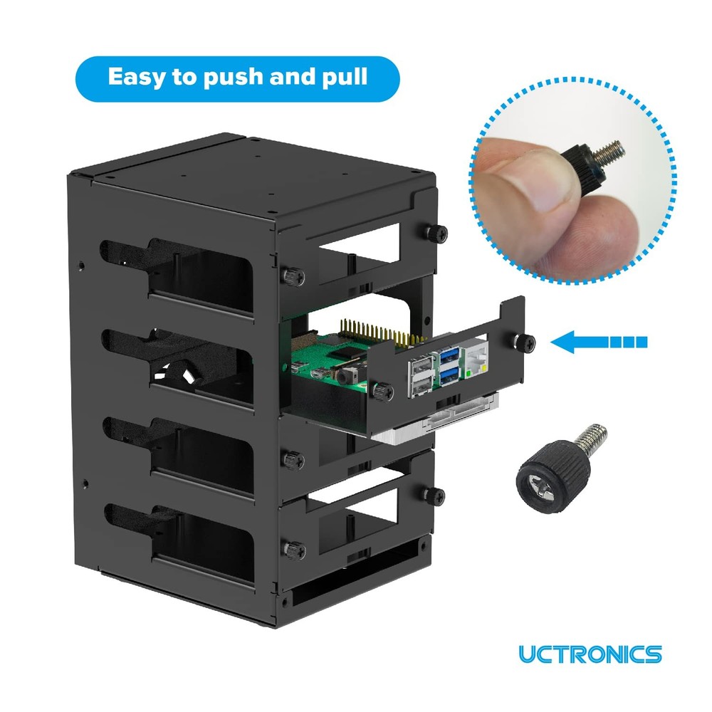 for Raspberry Pi Cluster Case, Desktop Metal Rack Case, 4 Layers with 2 Cooli...