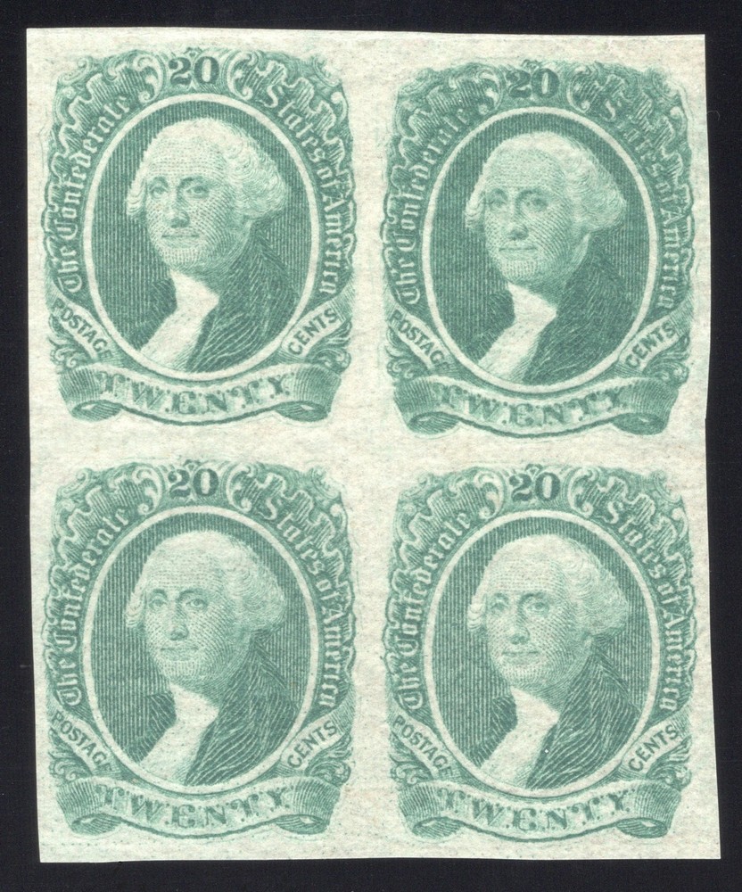Confederate, CSA #13 var Block of 4, Major Double Transfer, Mint-OG-NH, CSA CERT