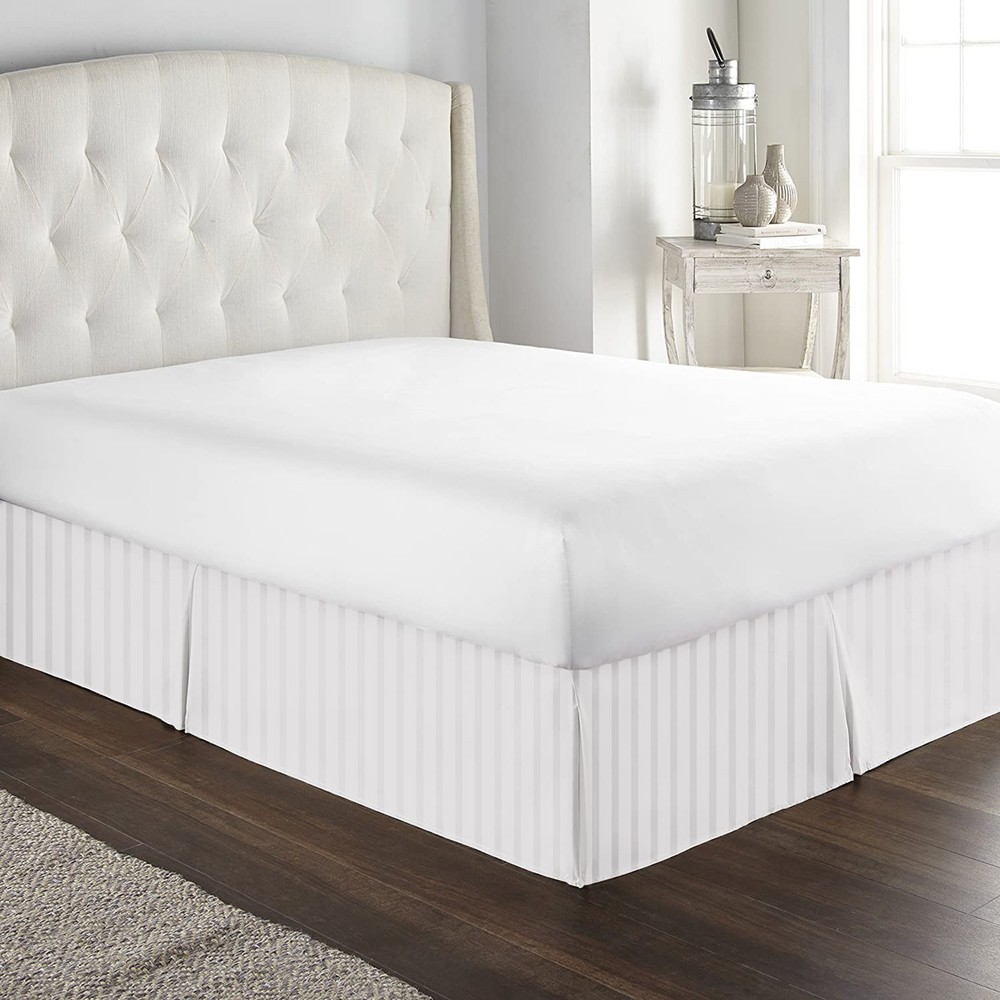 Soft Bedding 1000 - 1200 Thread Count 100% Cotton White Stripe Select Item