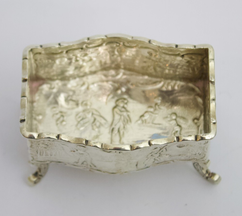Solid silver antique Dutch decorative box dish pot