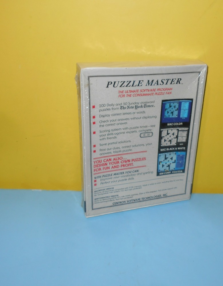Puzzle Master New York Times Crossword Computer Software 3.5" Floppy Sealed