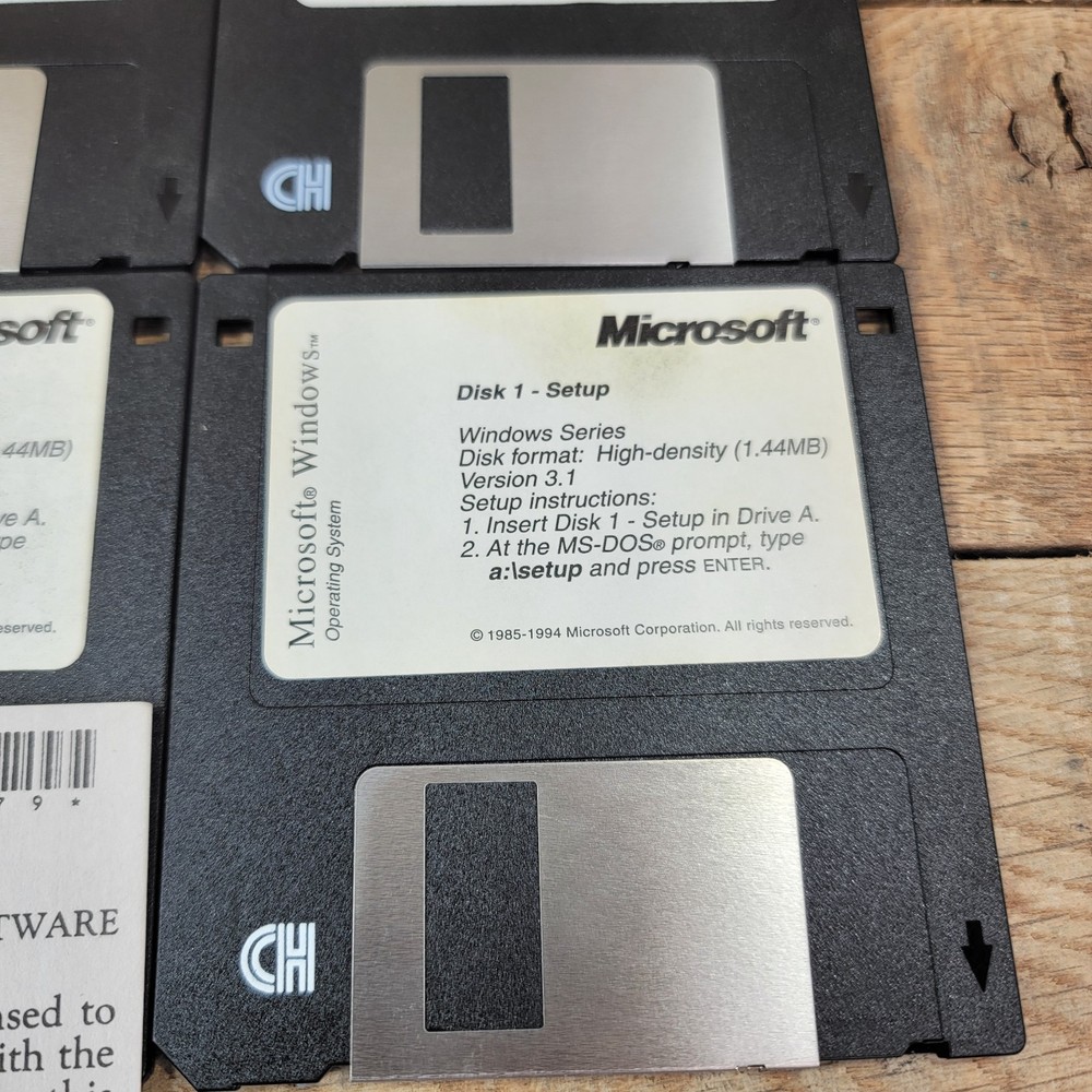 Microsoft Windows 3.1 Setup Disks (Complete 6-Disk Set, 3.5" Floppy, 1992)