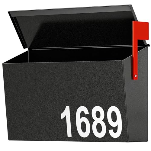 Mailboxes for Outside, Wall Mount Mailbox with Flag and Mailbox Number