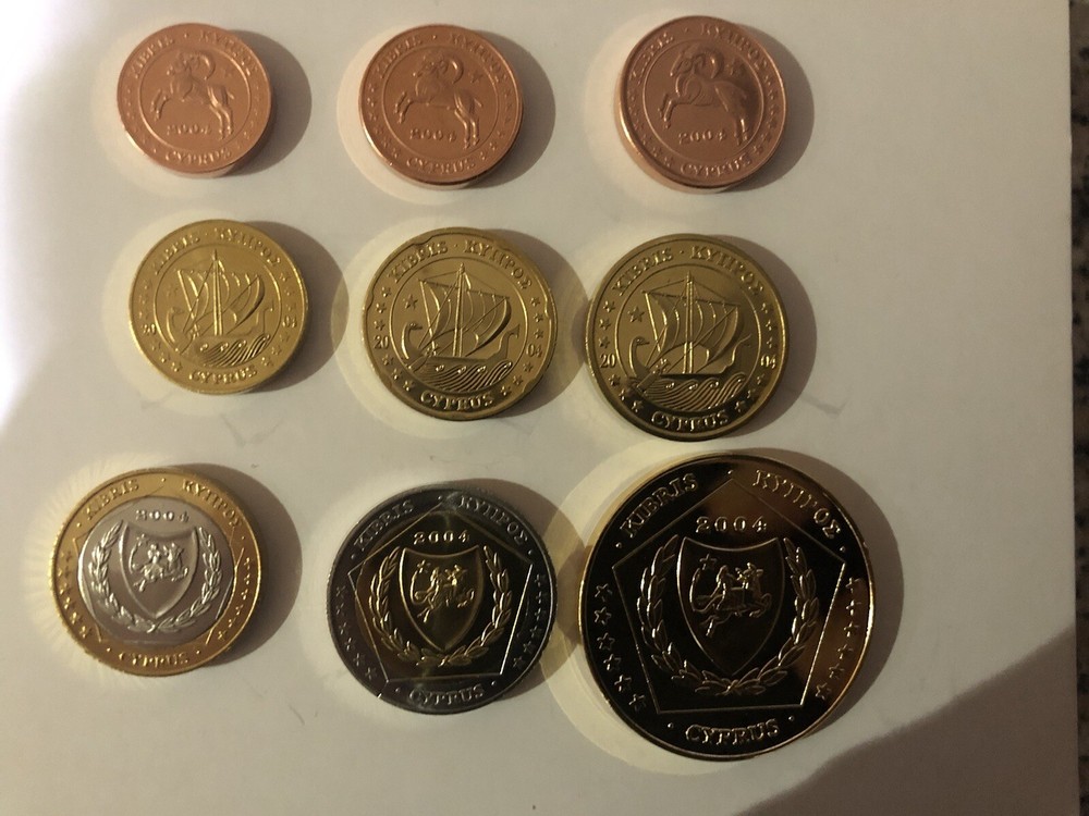 CYPRUS / KIBRIS 2004- 9 COIN EURO PROTOTYPE PATTERN PROOF SET