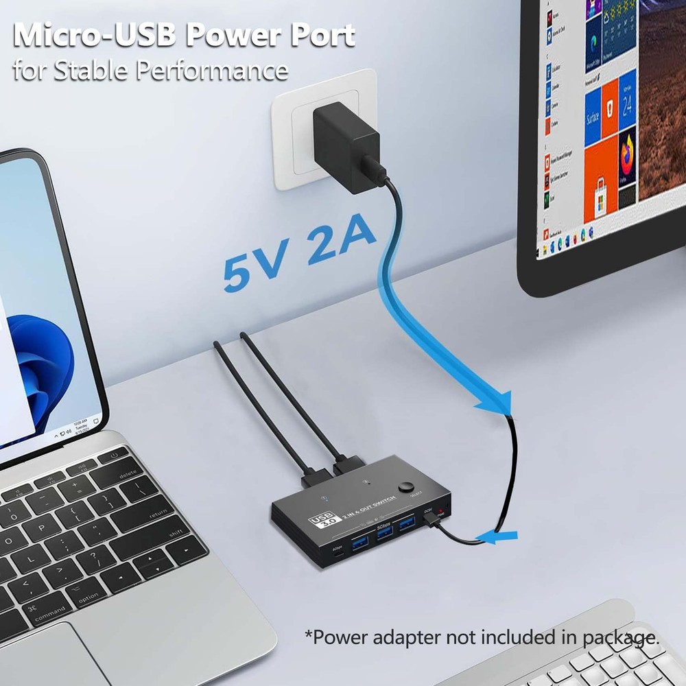 USB 3.0 Switch Selector,USB Switcher 2 Computers Sharing 3X Type A and 1x USB...