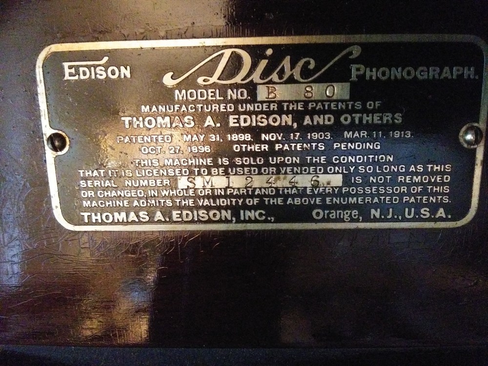 EDISON B-80 DIAMOND DISK PLAYER - EXTREMELY RARE EX. COND. READ FULL DESCRIPTION