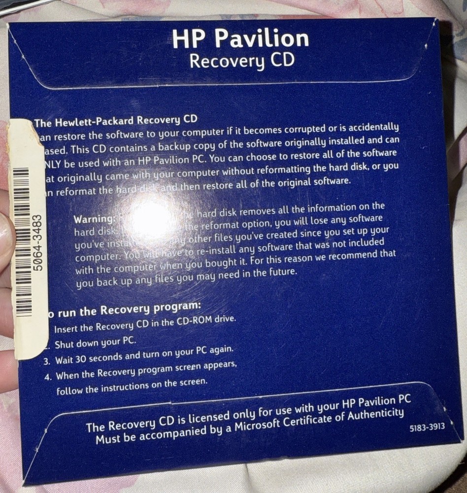 HP Pavilion Recovery CD