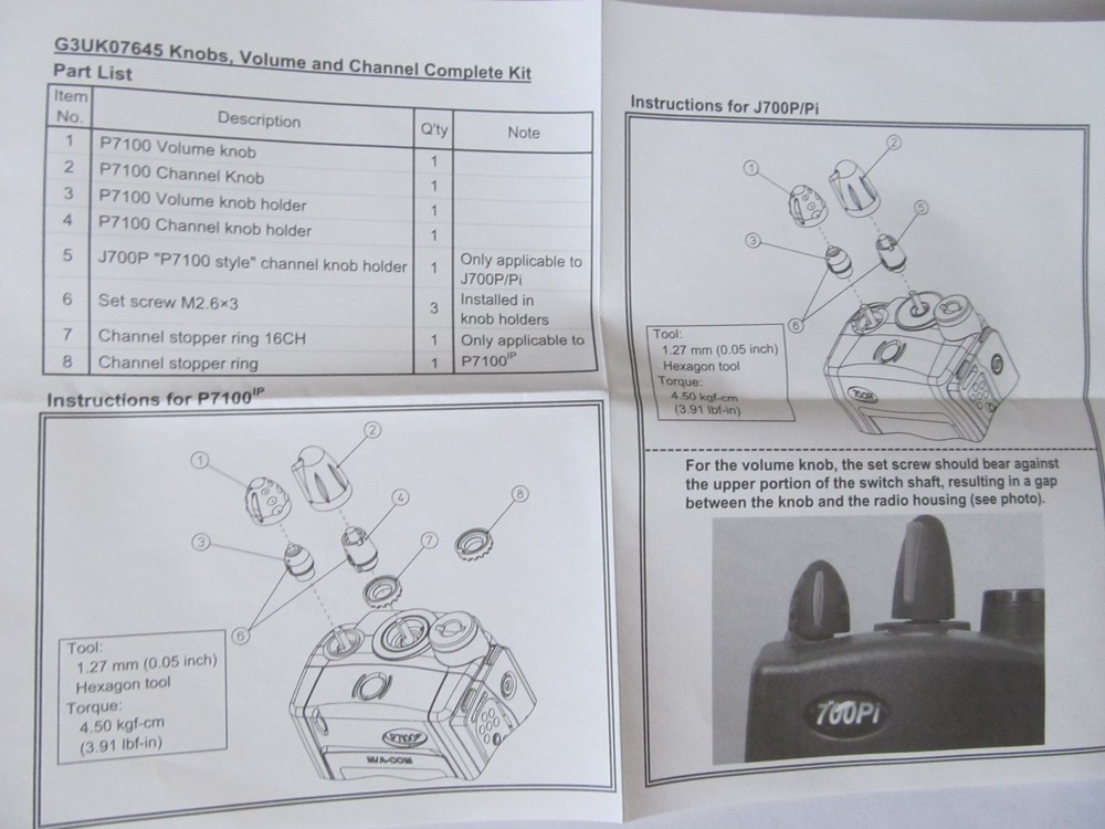 Harris Ma/Com P7100 ip Radio Volume & Channel Knobs Kit ***Quantity