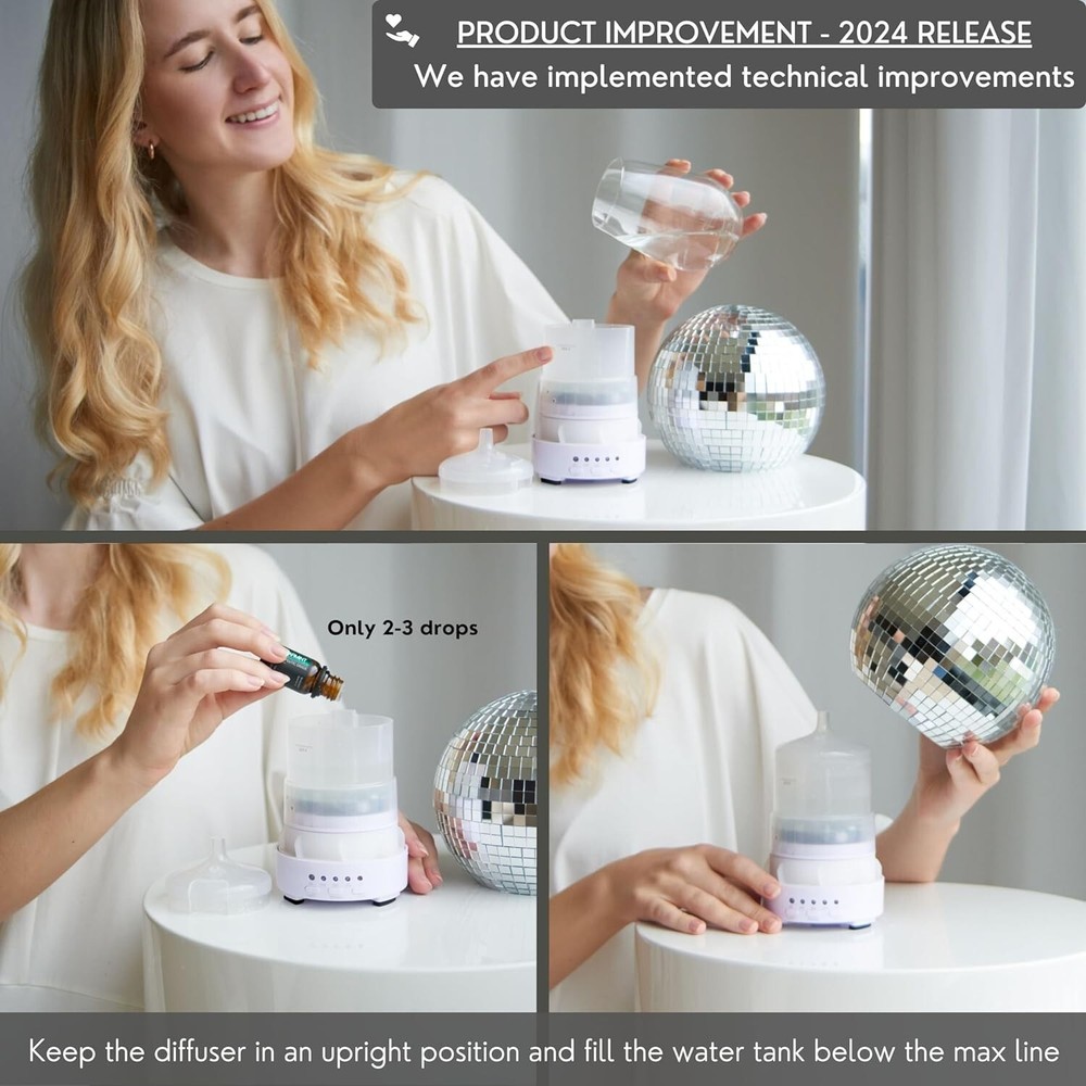 Disco Diffuser Ball Rotating -Essential Oil Diffuser with Whispe Quiet Operation