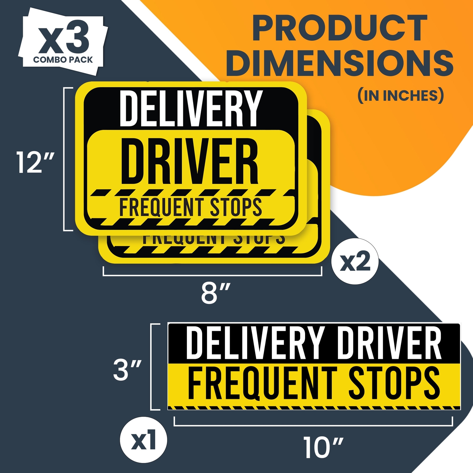 Magnet Me Up Caution Frequent Stops Delivery Driver Magnet Decal for Car, 3 PacK