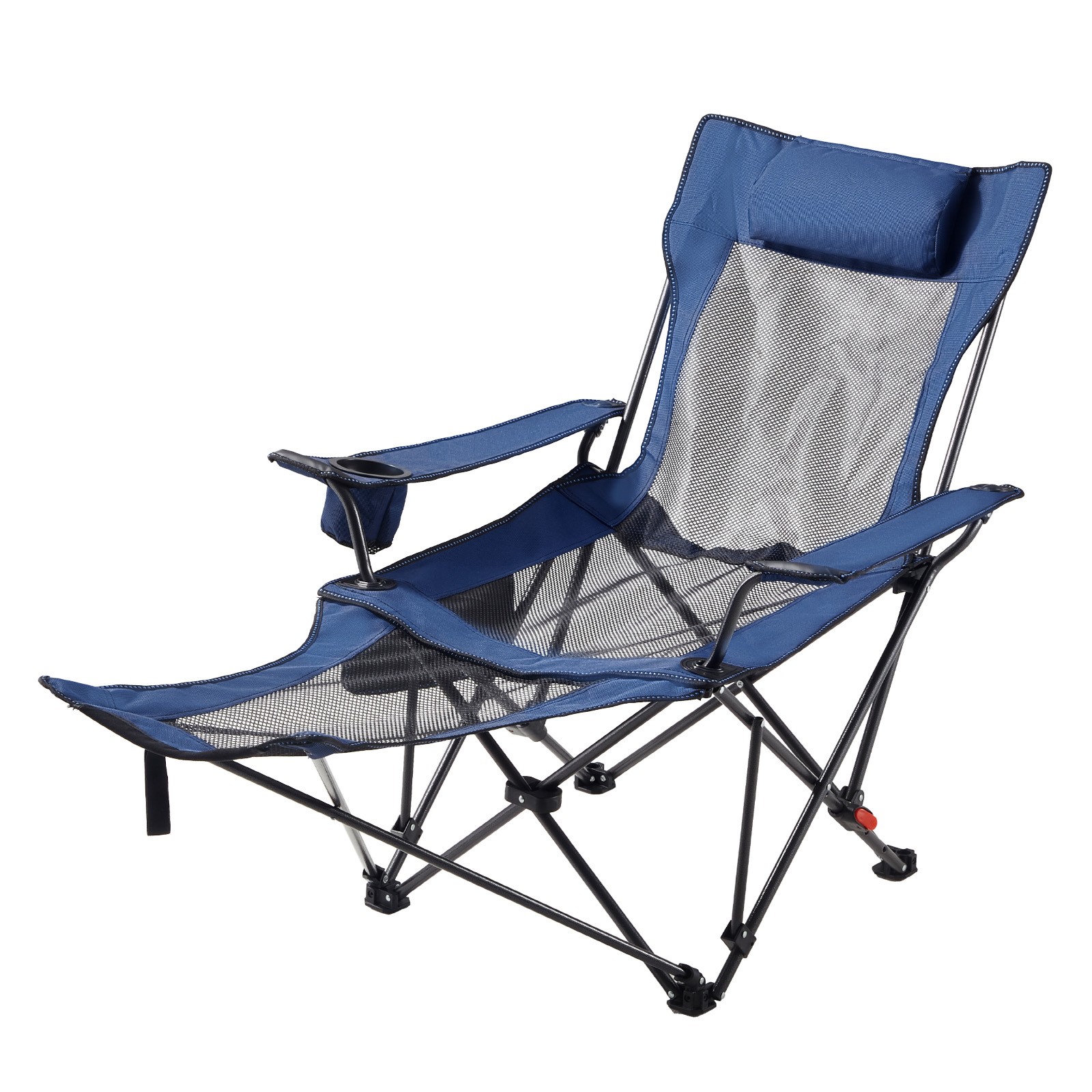 Uimoso Portable Folding Reclining Camping Chair for Adults, Heavy-Duty, Blue