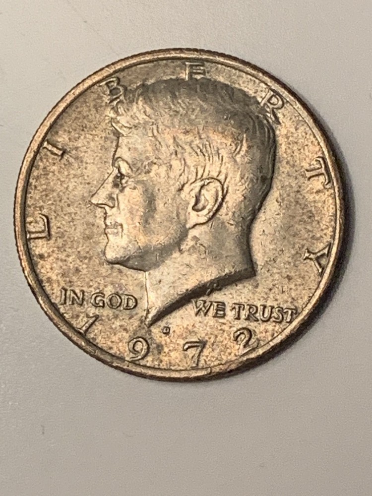 1972-P Kennedy Half Dollar Reverse Struck Through Grease Error Coin