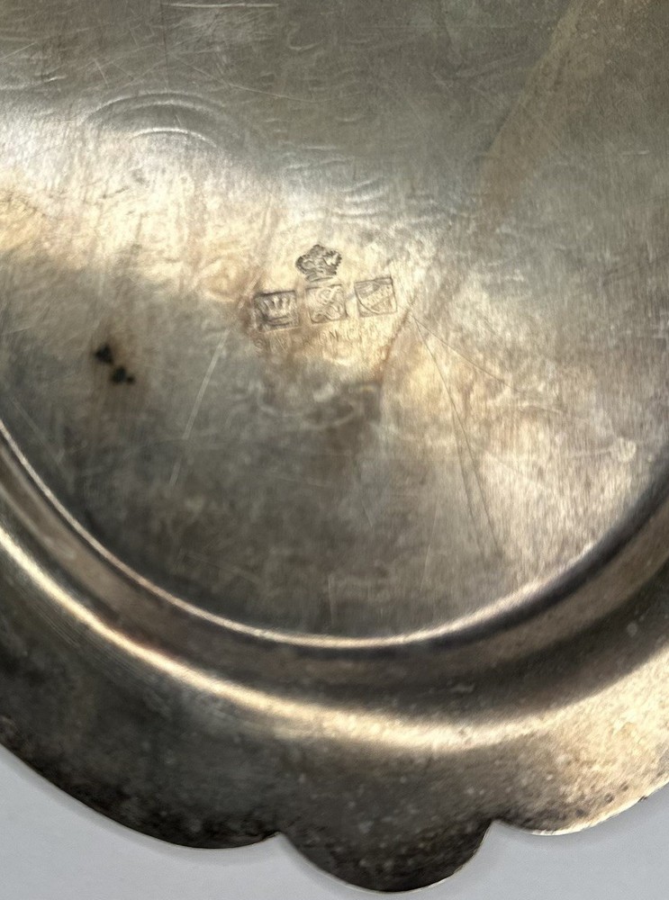 Serving Tray Sheffield Crown & Shield Marked Silver On Copper