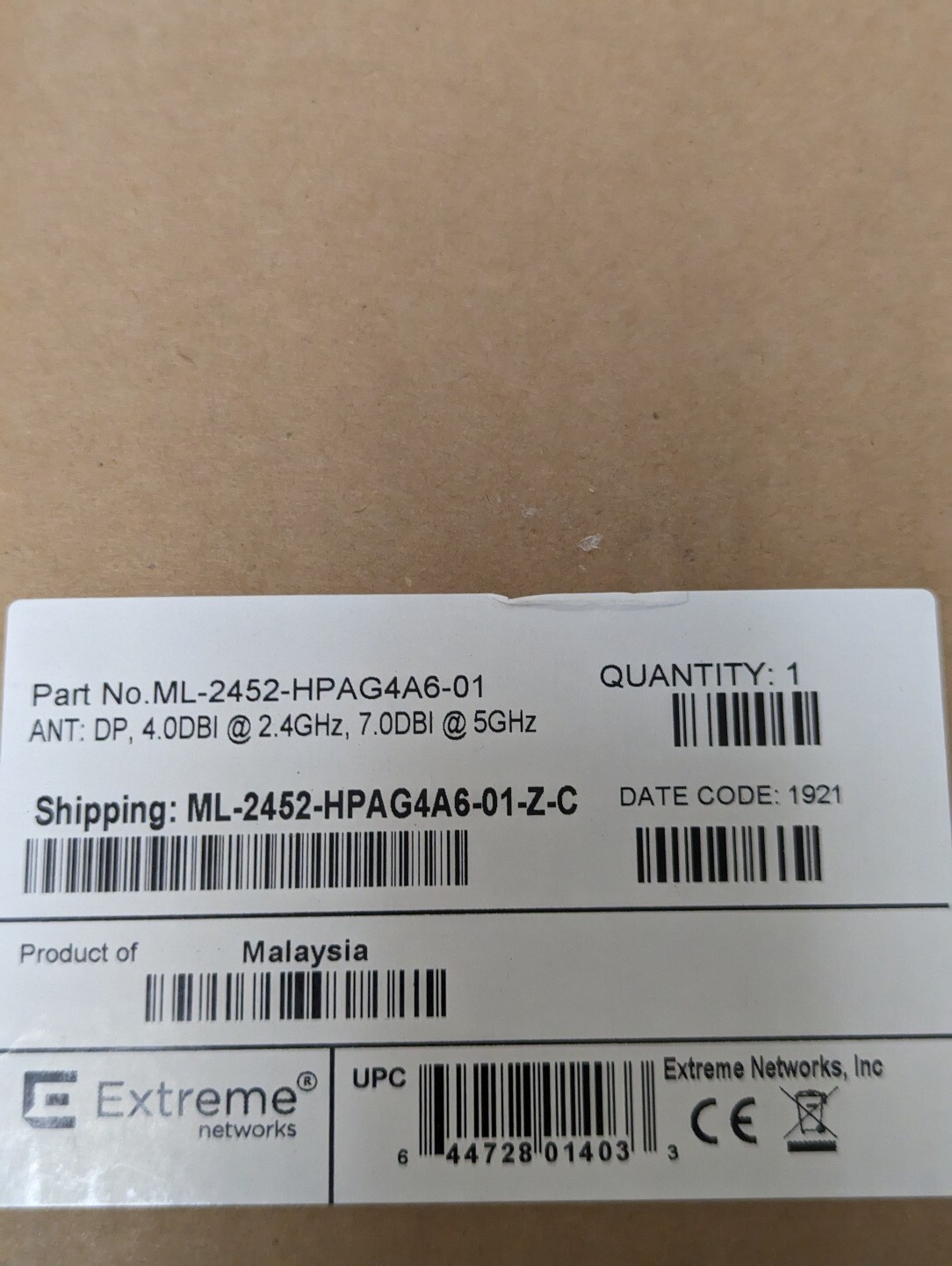 Extreme Networks ML-2452-HPAG4A6-01 Antenna for AP7562 new sealed