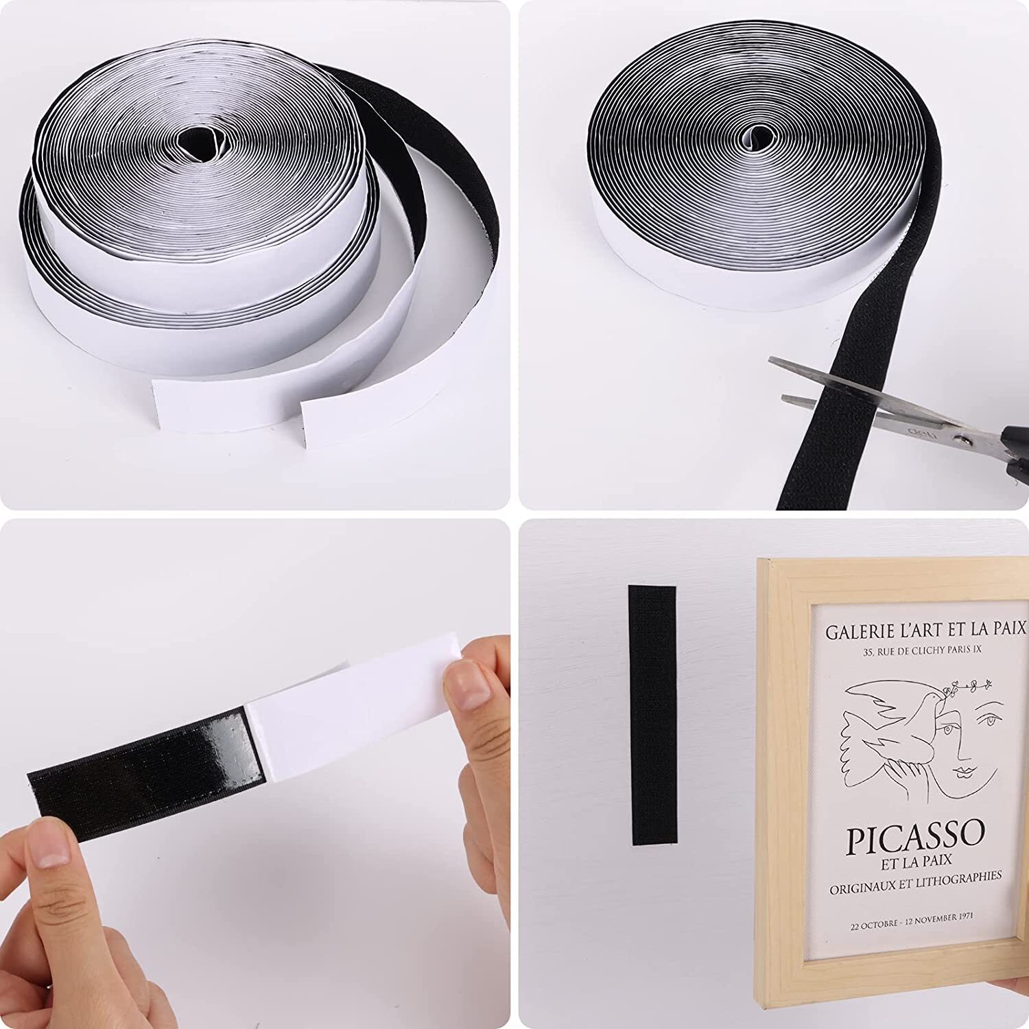 16.4FT Self Adhesive Stick Tape Hook & Loop Sticky Back Strips Fastener Roll US