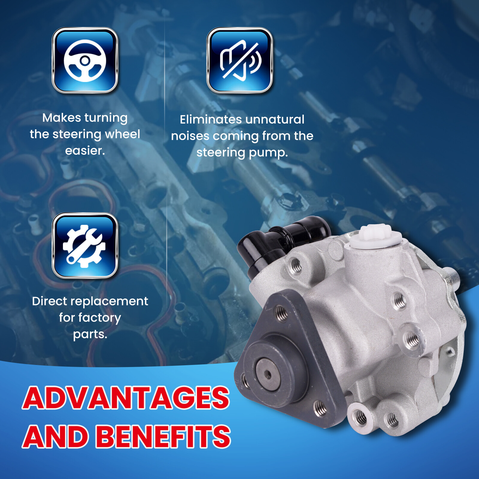 Power Steering Pump for 00-06 BMW 323i 325i 328Ci 330i 330Ci 2.5L 2.8L 3.0L