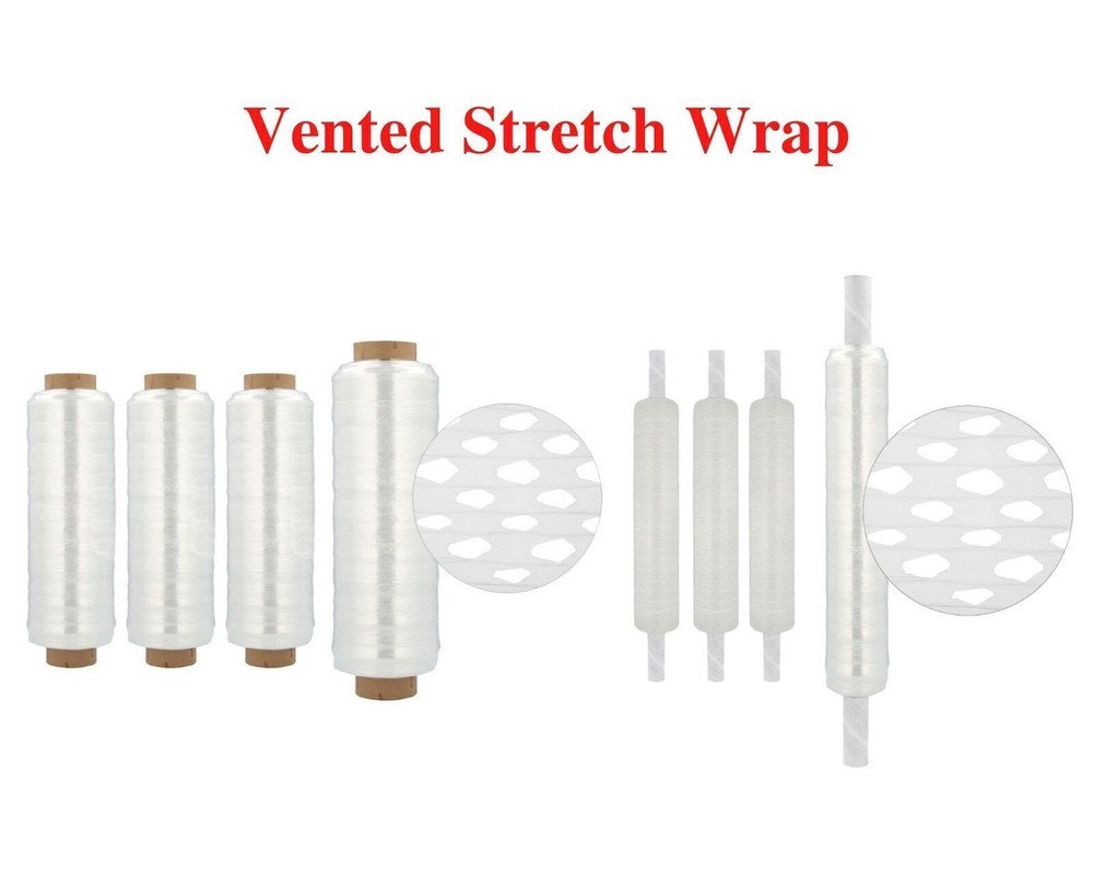 Vented Stretch Wrap Plastic Shrink Film Clear Select: Size & Rolls