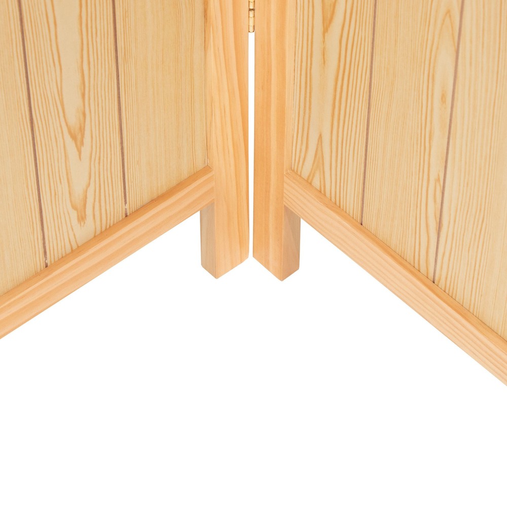 6 ft. Tall Louvered Beadboard Room Divider Natural 3 Panel