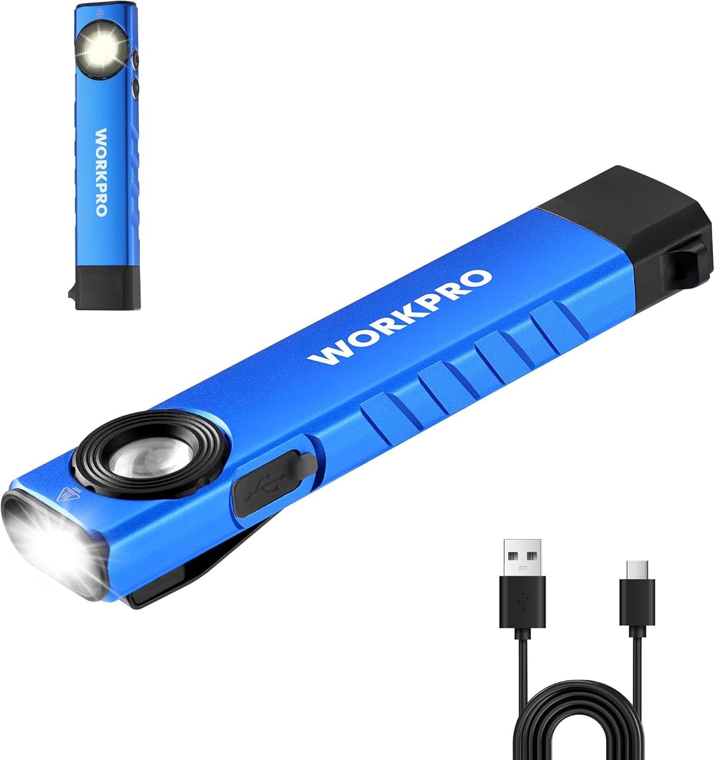 WORKPRO 600 Lumens Rechargeable LED Work Light Flat Pocket Flashlight w/UV Light