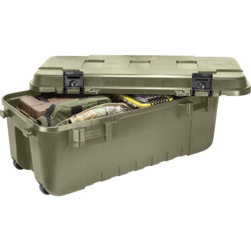 Large Lockable Storage Trunk W/ Wheels Durable Plastic Storage Box Tools Gear US