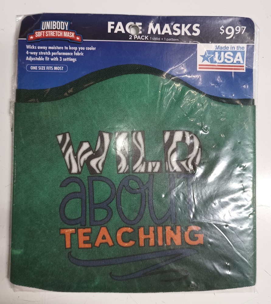 Unibody Soft Stretch Face Mask 2Pk. 1 Solid, 1 Pattern. One Size Fits Most