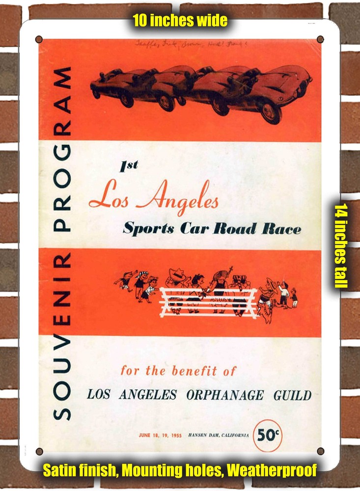 Metal Sign - 1955 Hansen Dam Racing Program - 10x14 inches