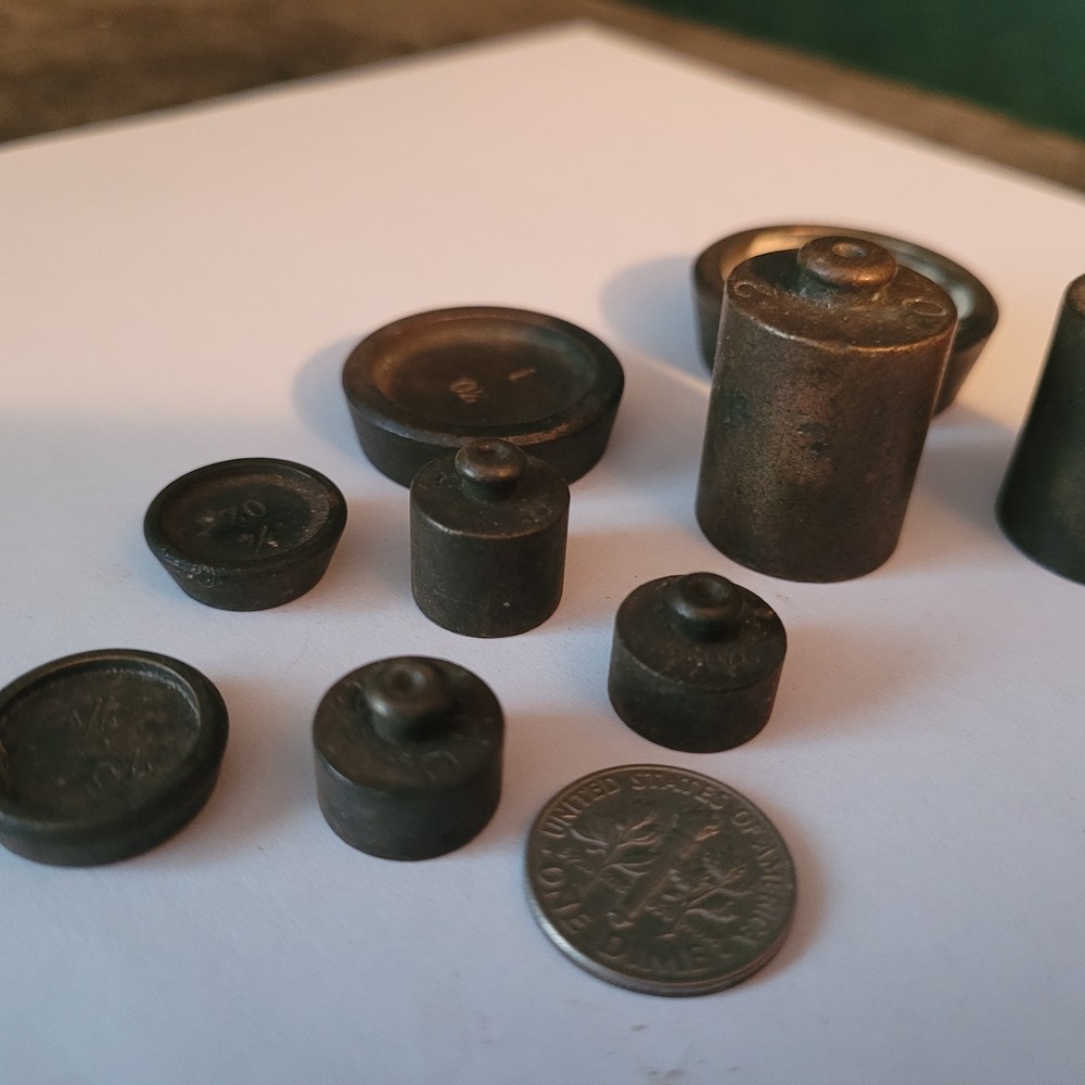 Vintage Small Brass Scale Weights Lot