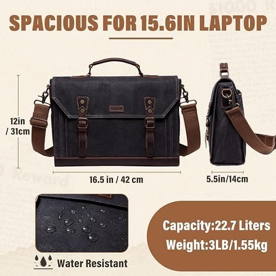 Vaschy Style Meets Functionality Messenger Laptop Bag 16.5''