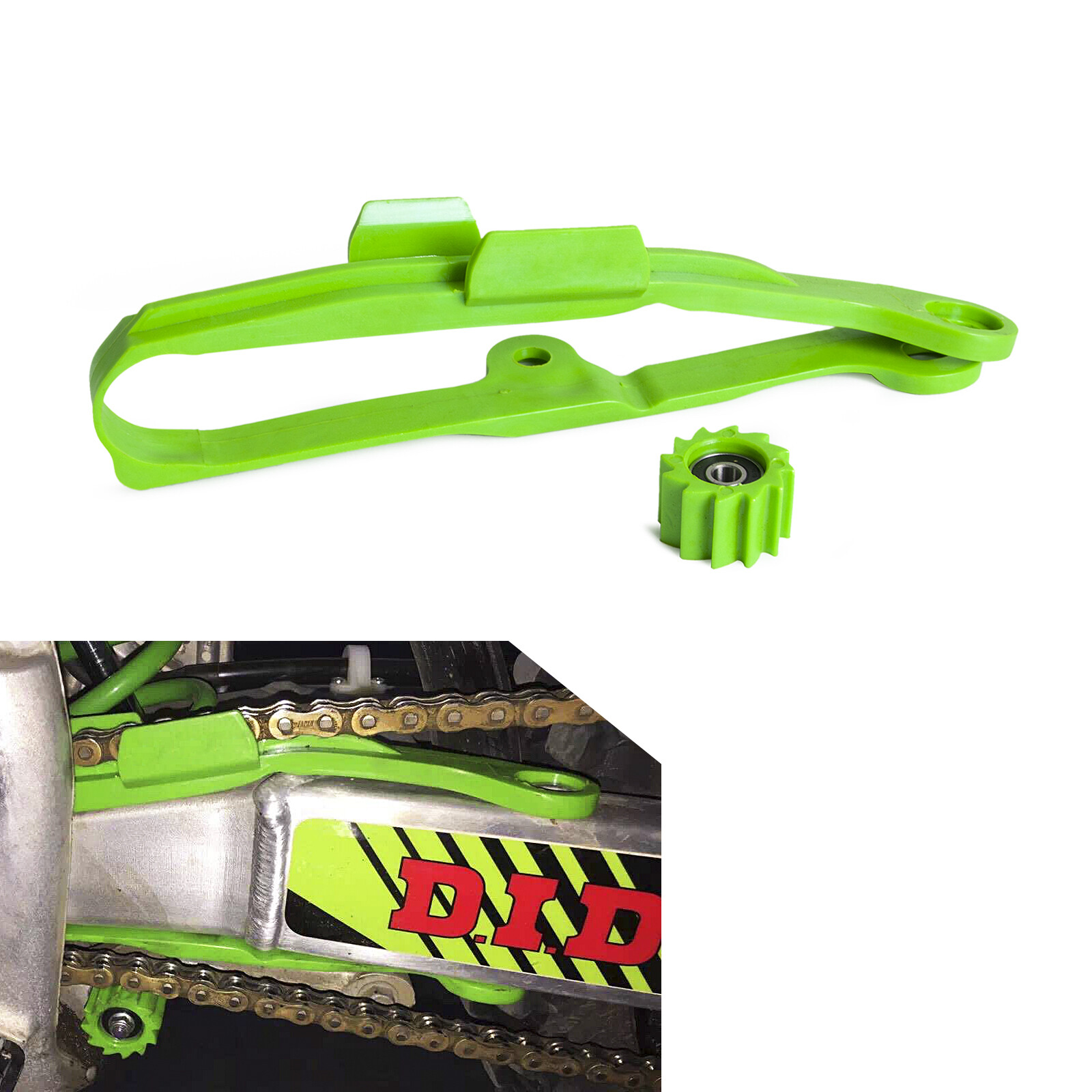 Green Chain Slider Guard Protection Pads For Kawasaki KX250F KX450F 2006-2015